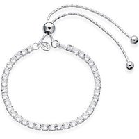 Argento Recycled Silver Crystal Tennis Pull Bracelet - Adjustable