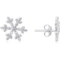 Argento Silver Crystal Snowflake Earrings - 925 Silver