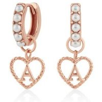 Olivia Burton Rose Gold Pearl A Initial Huggie Earrings