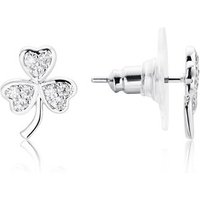Karma Silver Crystal Shamrock Stud Earrings