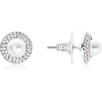 August Woods Silver Crystal Pearl Earrings - Silver