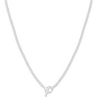 Argento Silver Link T-Bar Necklace - Silver