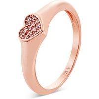 Argento Rose Gold Chunky Crystal Heart Ring - 56
