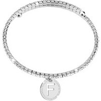 Rebecca Silver Crystal Letter F Bracelet - Silver