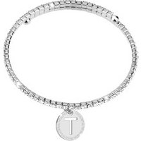 Rebecca Silver Crystal Letter T Bracelet - Silver