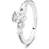 Argento Silver Cubic Zirconia Claddagh Ring - 54
