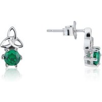 Argento Silver Emerald Celtic Knot Earrings - Silver
