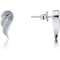 Argento Silver Crystal Wing Earrings - Silver