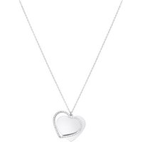 Argento Silver Large Heart Crystal Necklace - 45cm