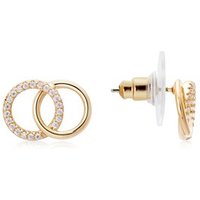 August Woods Gold Link Crystal Stud Earrings - Gold