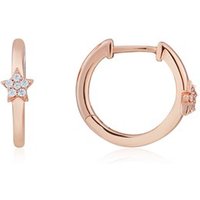 Argento Rose Gold Star Crystal Huggie Hoop Earrings - Rose Gold