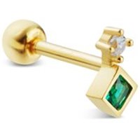 Argento Gold Emerald Single Barbell Earring - Gold