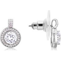 August Woods Silver Crystal Halo Drop Earrings - Silver