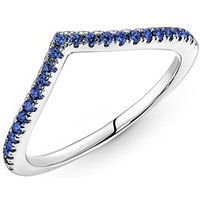 Pandora Silver Sparkling Blue Wishbone Ring - 54