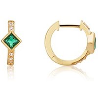 Argento Gold Emerald Deco Huggie Earrings - Gold