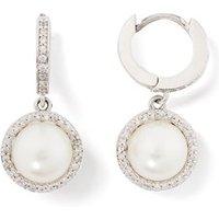 Kate Spade New York Silver Pearl Halo Huggie Earrings - Silver