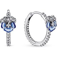 Pandora Blue Crystal Pansy Hoop Earrings
