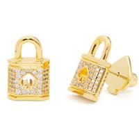 Kate Spade New York Gold Crystal Padlock Earrings - Gold