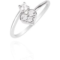 Argento Recycled Silver Crystal Heart Adjustable Ring - Adjustable