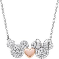 Disney Mixed Metal Mickey and Minnie Mouse Crystal Necklace - Rose Gold Mix