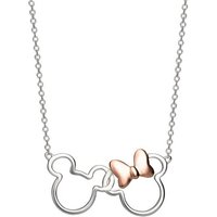 Disney Mixed Metal Mickey and Minnie Mouse Necklace - Rose Gold Mix