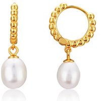 Argento Gold Bubble Pearl Hoop Earrings - Gold