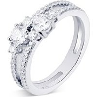 Argento Silver Crystal Double Band Ring - 54