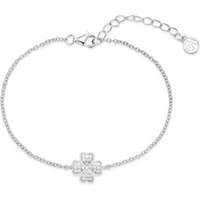 Argento Silver Crystal Shamrock Bracelet - Silver