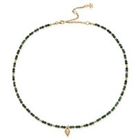 ChloBo Silver Leaf Heart Sparkle Malachite Necklace - Gold