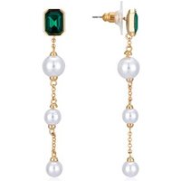 August Woods Gold and Emerald Glimmer Pearl Drop Earrings - Gold
