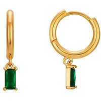 August Woods Gold and Emerald Baguette Hoop Earrings - Gold