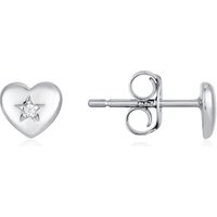 Argento Kids Silver Heart Star Crystal Earrings - Silver