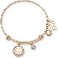 Karma Gold Heart Crystal Coin Bangle - Adjustable