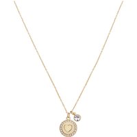 Karma Gold Heart Crystal Coin Necklace - Gold