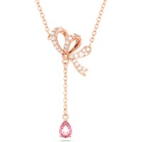 Swarovski Volta Rose Gold Crystal Bow Y Necklace - Rose Gold