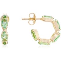 Argento Recycled Gold and Green Crystal Cluster Hoop Earrings - Gold