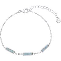 Argento Silver Rectangle Opal Bracelet - 16cm
