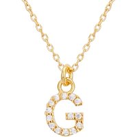 Argento Recycled Gold Letter Cubic Zirconia Necklace - Letter G