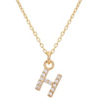 Argento Recycled Gold Letter Cubic Zirconia Necklace - Letter H