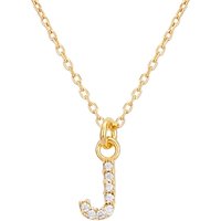 Argento Recycled Gold Letter Cubic Zirconia Necklace - Letter J