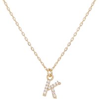 Argento Recycled Gold Letter Cubic Zirconia Necklace - Letter K
