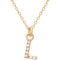 Argento Recycled Gold Letter Cubic Zirconia Necklace - Letter L