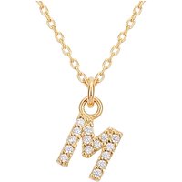 Argento Recycled Gold Letter Cubic Zirconia Necklace - Letter M