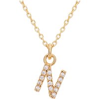 Argento Recycled Gold Letter Cubic Zirconia Necklace - Letter N