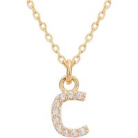 Argento Recycled Gold Letter Cubic Zirconia Necklace - Letter C