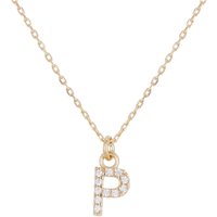 Argento Recycled Gold Letter Cubic Zirconia Necklace - Letter P