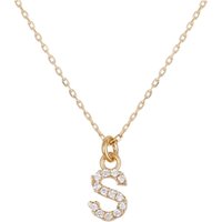 Argento Recycled Gold Letter Cubic Zirconia Necklace - Letter S