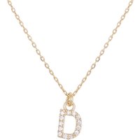 Argento Recycled Gold Letter Cubic Zirconia Necklace - Letter D