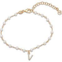 Argento Gold Letter Pearl Bracelet - V