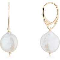 Argento Gold Flat Pearl Drop Earrings - Gold